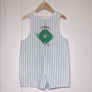 THE BAILEY BOYS EUC 100% Cotton Striped Baseball Embroidered Appliqué John John